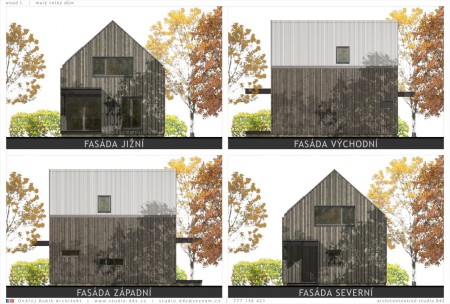 WOOD I. | Ortogonální pohledy na jednotlivé fasády. 